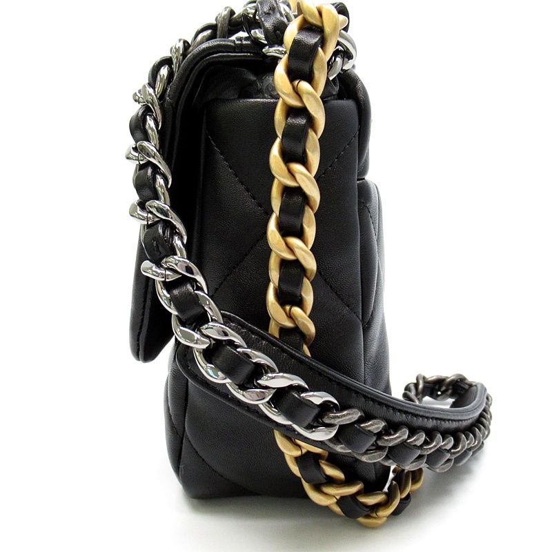Chanel 19 Flap Chain Shoulder Bag Lambskin Black — view 2