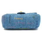 Chanel Quilted Denim Chain Shoulder Bag Cotton Blue — view 6