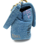 Chanel Quilted Denim Chain Shoulder Bag Cotton Blue — view 5