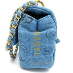 Chanel Quilted Denim Chain Shoulder Bag Cotton Blue — view 3