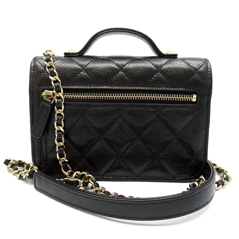 Chanel Affinity Mini Chain Wallet Caviar Leather Shoulder Bag Black — view 3