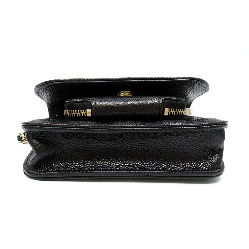 Chanel Affinity Mini Chain Wallet Caviar Leather Shoulder Bag Black — view 5