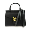 Gucci GG Marmont Top Handle Leather Shoulder Bag Black