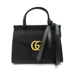 Gucci GG Marmont Top Handle Leather Shoulder Bag Black