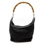 Gucci Bambu Shoulder Bag Nylon Leather Black — view 4