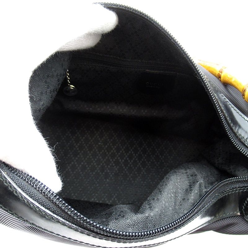 Gucci Bambu Shoulder Bag Nylon Leather Black — view 7