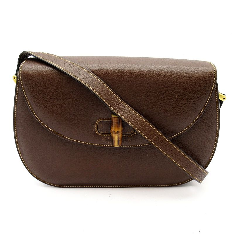 Gucci Bambu Shoulder Bag Leather Brown