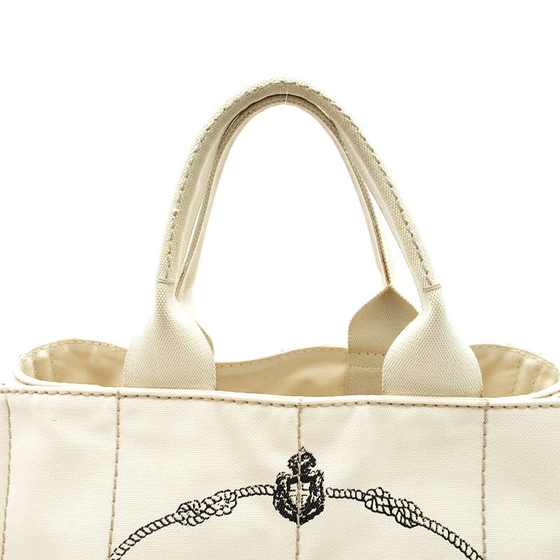 Prada Canapa Tote PM Canvas Handbag Ivory — view 2