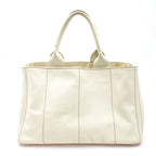Prada Canapa Tote PM Canvas Handbag Ivory — view 4