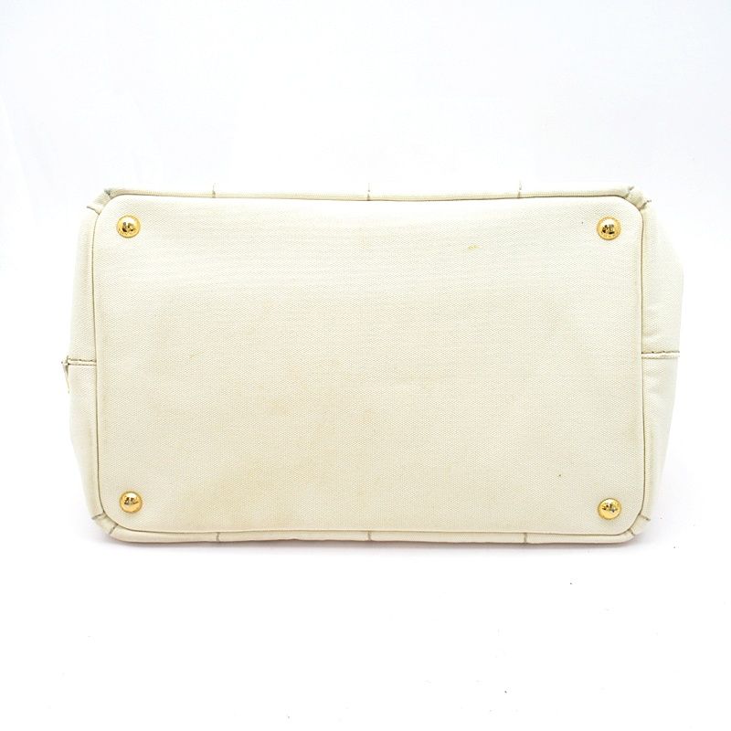 Prada Canapa Tote PM Canvas Handbag Ivory — view 6