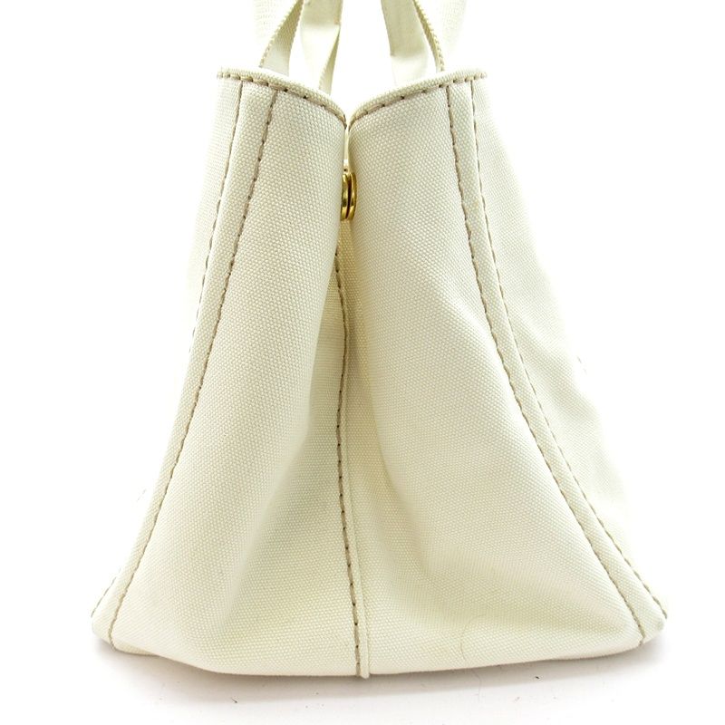 Prada Canapa Tote PM Canvas Handbag Ivory — view 3
