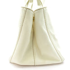 Prada Canapa Tote PM Canvas Handbag Ivory — view 3