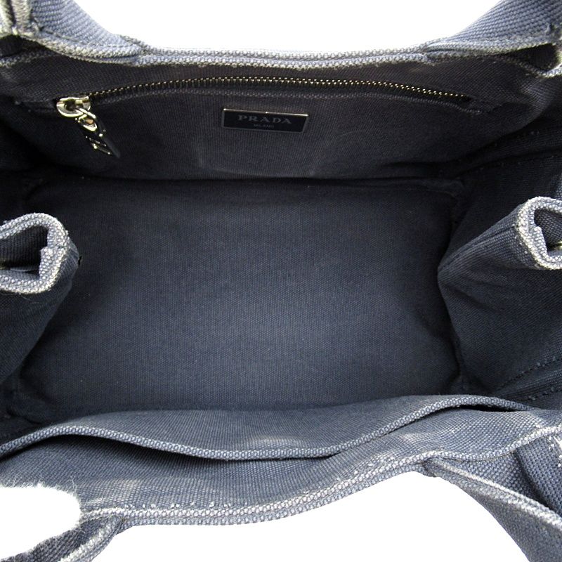 Prada Canapa 2-Way Tote TPM Canvas Navy — view 7