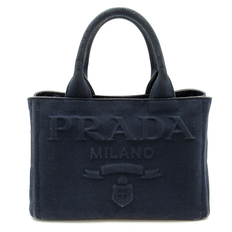 Prada Canapa 2-Way Tote TPM Canvas Navy