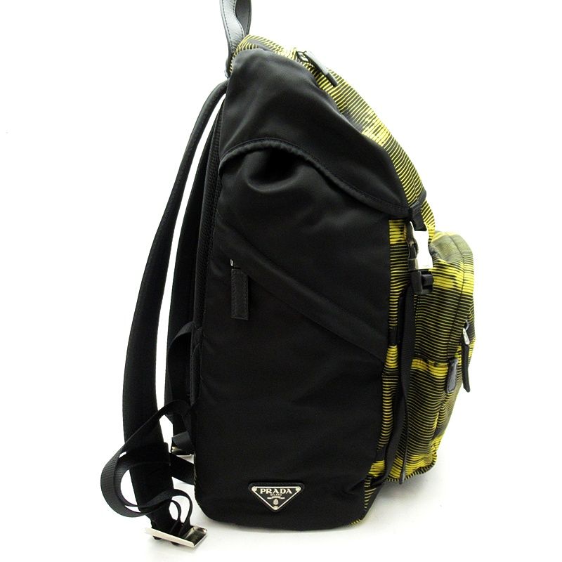 Prada Tessuter Cars Backpack Nylon Nero Giallo — view 5