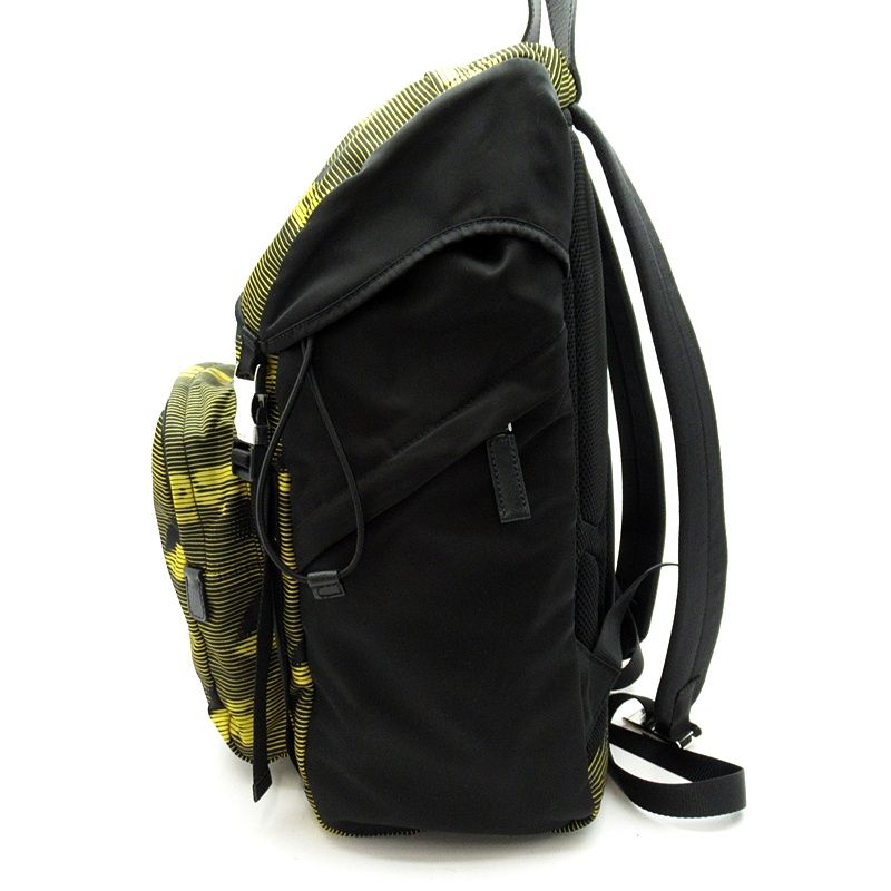Prada Tessuter Cars Backpack Nylon Nero Giallo — view 3