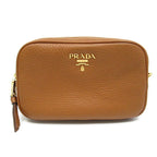 Prada Cosmetic Pouch Leather Camel