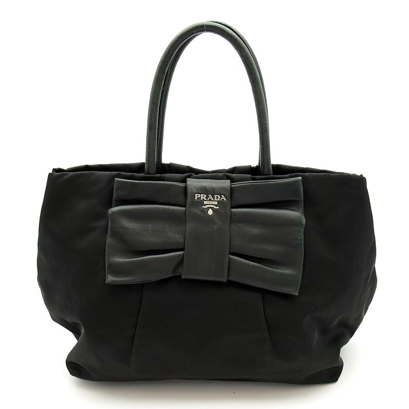Prada Ribbon Nylon Shoulder Bag Black