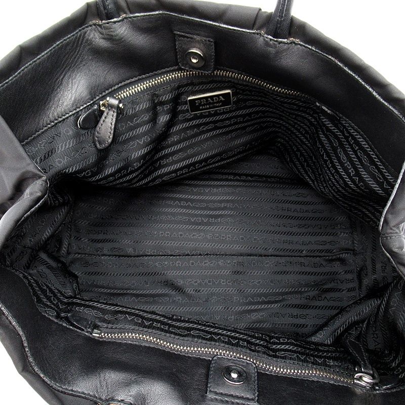 Prada Ribbon Nylon Shoulder Bag Black — view 7