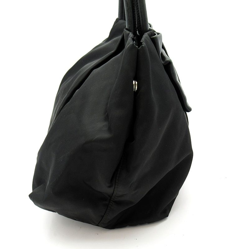 Prada Ribbon Nylon Shoulder Bag Black — view 5
