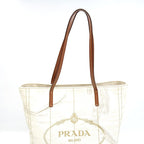 Prada Small Linen Blend Tote Beige — view 2