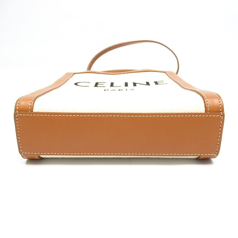 Celine Mini Vertical Cover Canvas Calf Handbag Beige — view 6