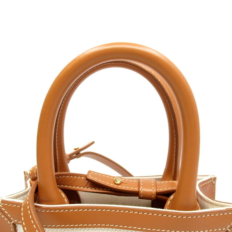 Celine Mini Vertical Cover Canvas Calf Handbag Beige — view 2
