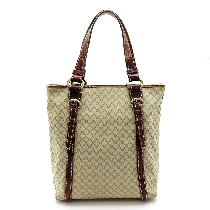 Celine Tote Canvas Leather Beige
