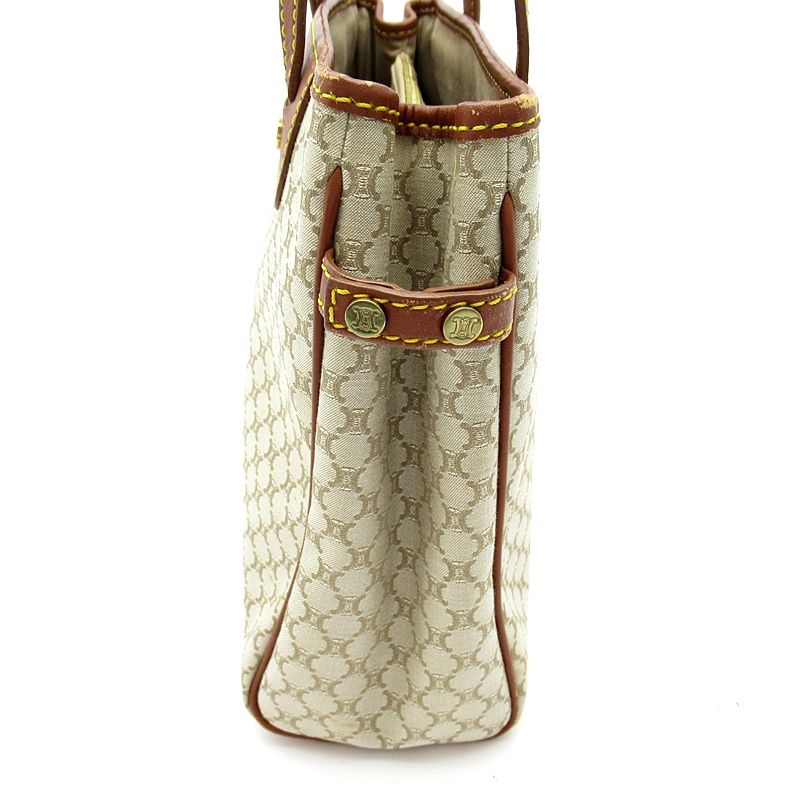 Celine Handbag Canvas Leather Beige — view 5