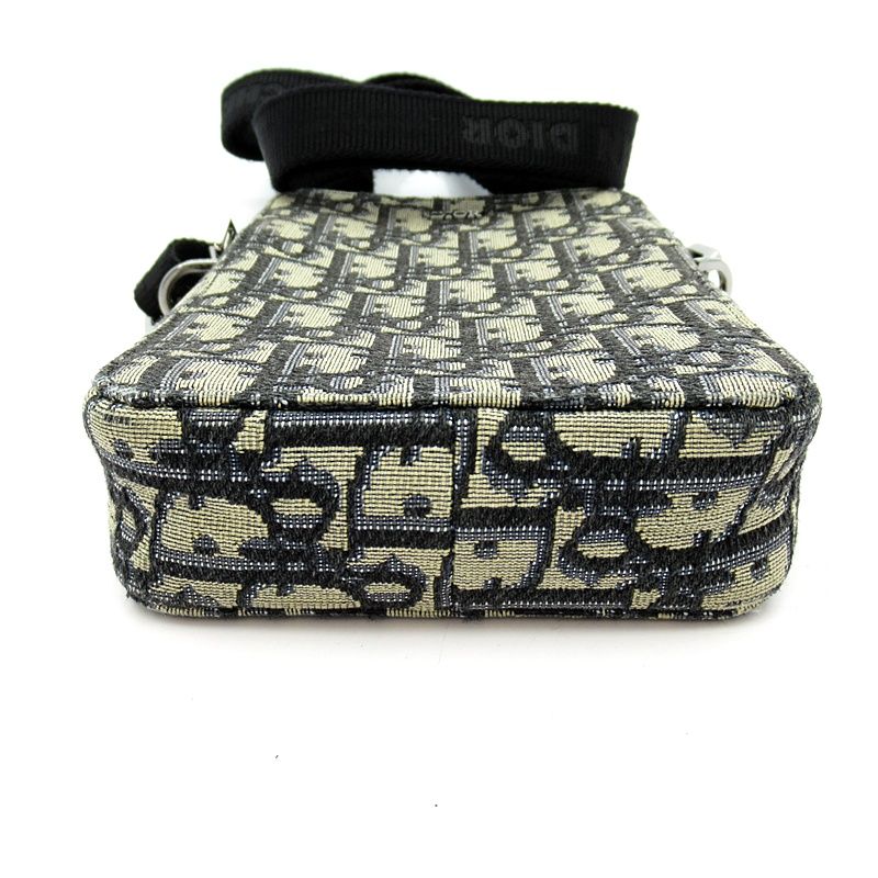 Dior Oblique Messenger Pouch Jacquard Handbag Navy Gray Beauty — view 6