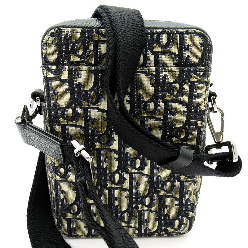 Dior Oblique Messenger Pouch Jacquard Handbag Navy Gray Beauty — view 4