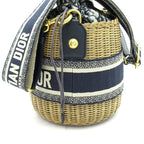 Dior Oblique Wicker Raffia Bucket Shoulder Bag Cm Vo Jacquard — view 3
