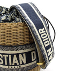 Dior Oblique Wicker Raffia Bucket Shoulder Bag Cm Vo Jacquard — view 2
