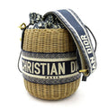 Dior Oblique Wicker Raffia Bucket Shoulder Bag Cm Vo Jacquard