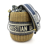 Dior Oblique Wicker Raffia Bucket Shoulder Bag Cm Vo Jacquard