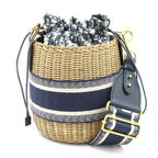 Dior Oblique Wicker Raffia Bucket Shoulder Bag Cm Vo Jacquard — view 4