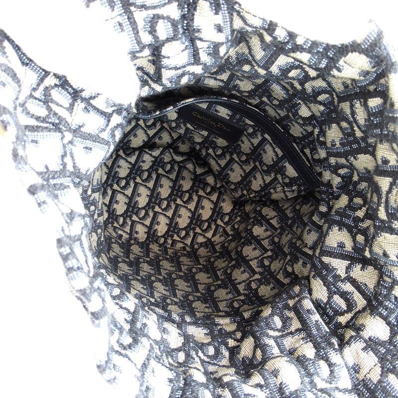 Dior Oblique Wicker Raffia Bucket Shoulder Bag Cm Vo Jacquard — view 7