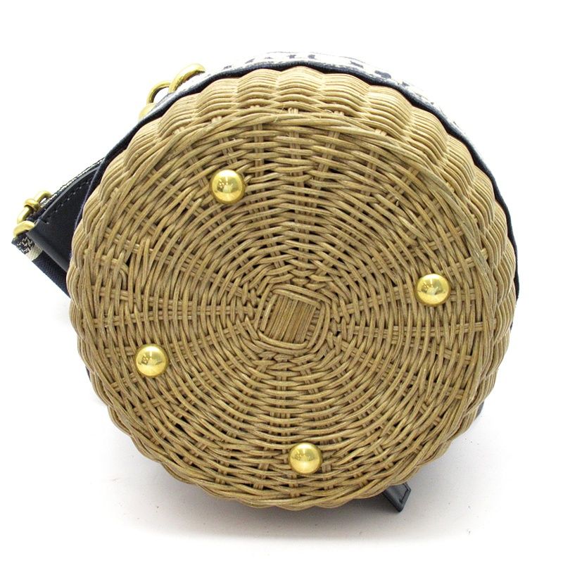 Dior Oblique Wicker Raffia Bucket Shoulder Bag Cm Vo Jacquard — view 6