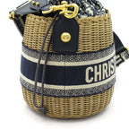 Dior Oblique Wicker Raffia Bucket Shoulder Bag Cm Vo Jacquard — view 5