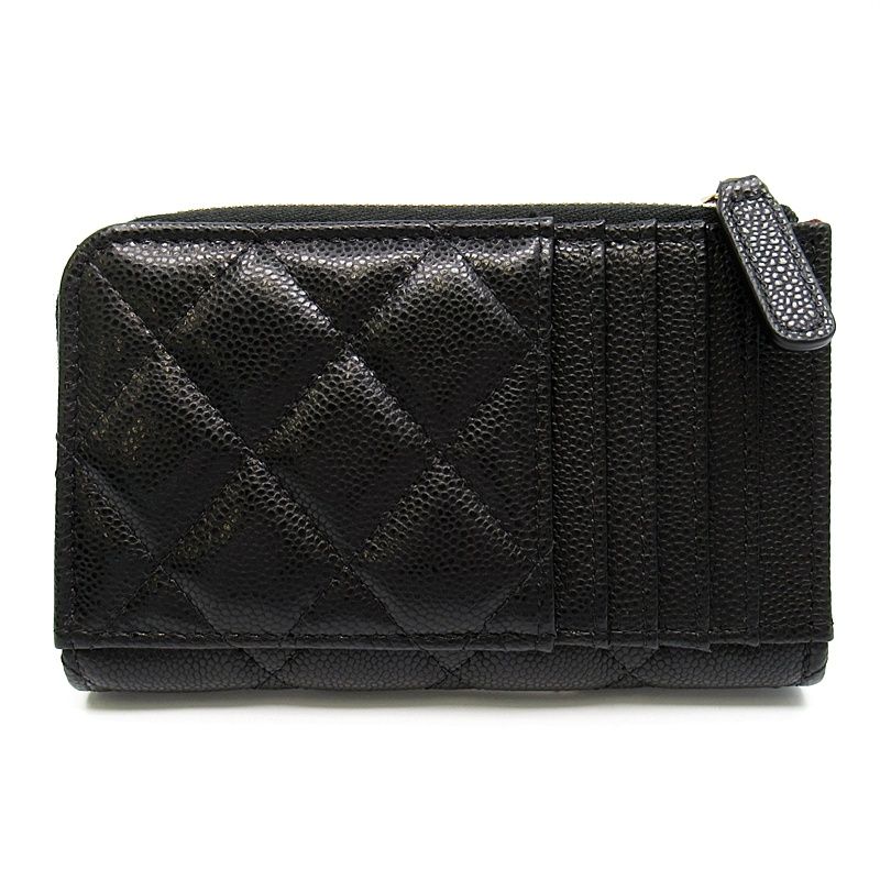 Chanel Classic Zip Card Case Caviar Leather Black — view 2