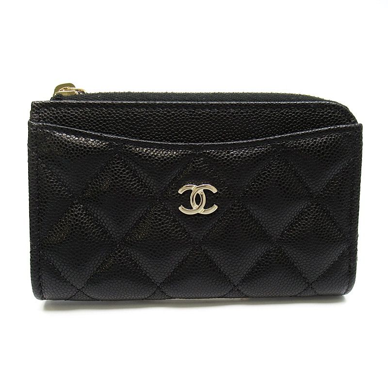 Chanel Classic Zip Card Case Caviar Leather Black