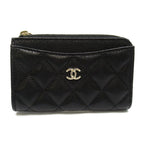 Chanel Classic Zip Card Case Caviar Leather Black