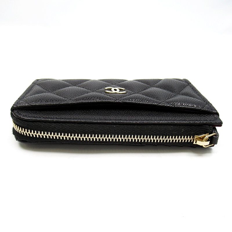 Chanel Classic Zip Card Case Caviar Leather Black — view 3