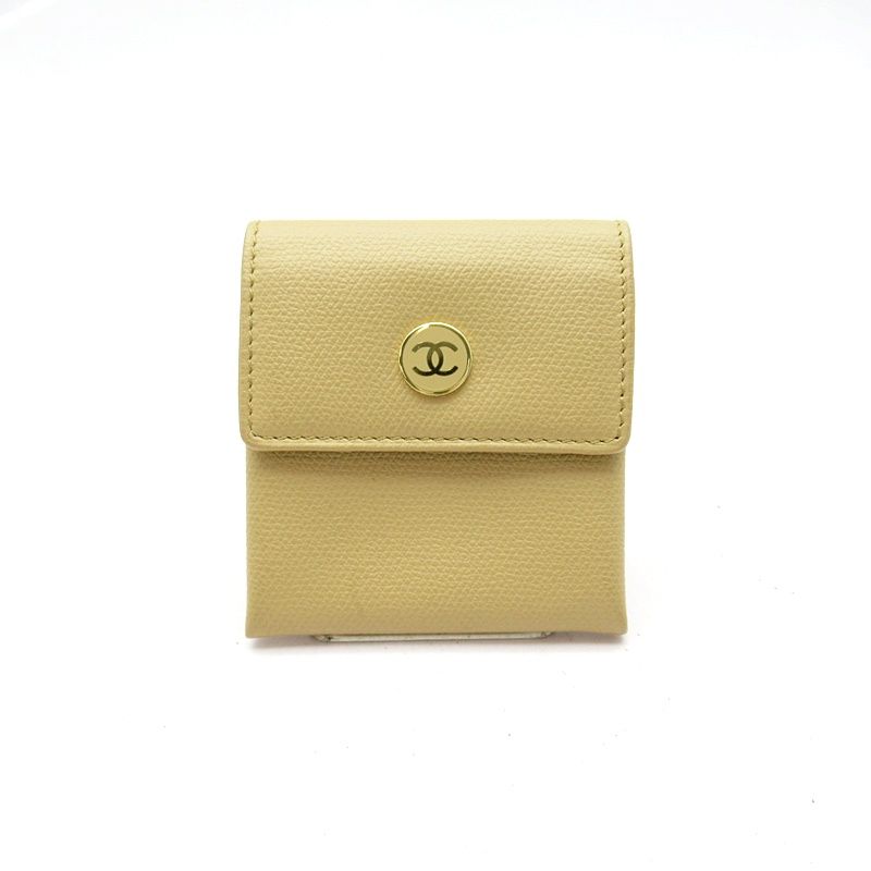 Chanel Coco Button Coin Case Calf Beige
