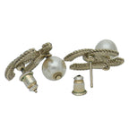 Chanel CC Logo Rhinestone Faux Pearl Earrings Brass — view 2