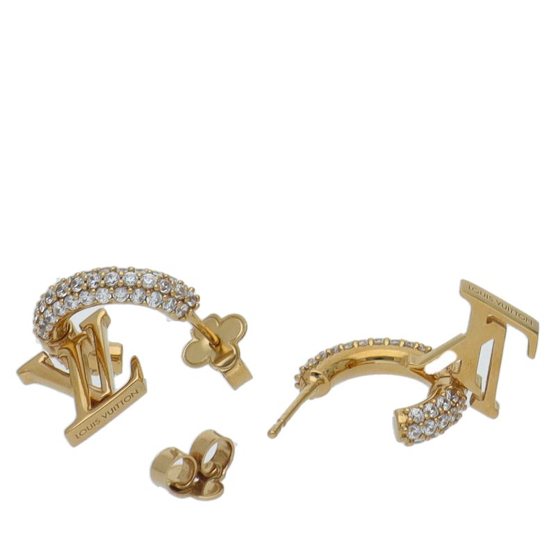 Louis Vuitton Earrings Hoop LV Iconic Brass — view 2
