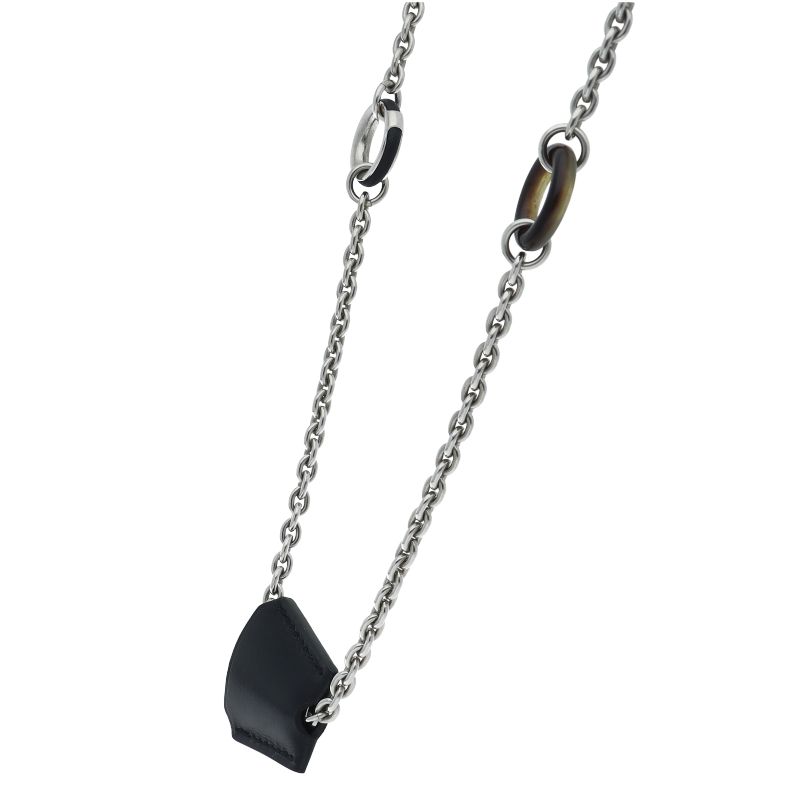 Hermes Necklace Metal Leather Buffalo Horn — view 3