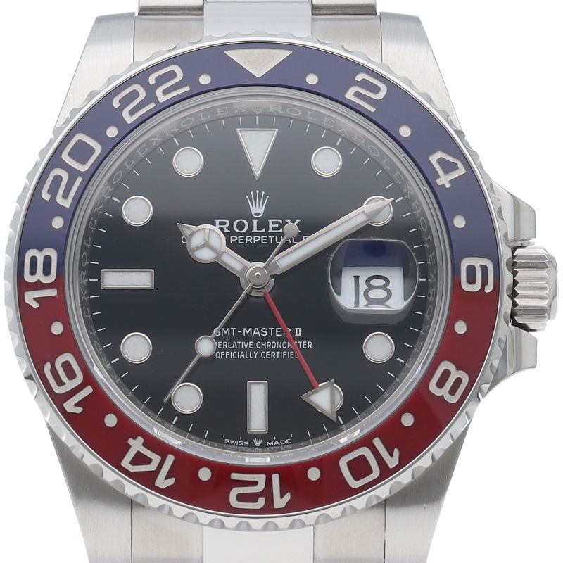 Rolex GMT Master 2 Watch Oyster Box SS Black Polished
