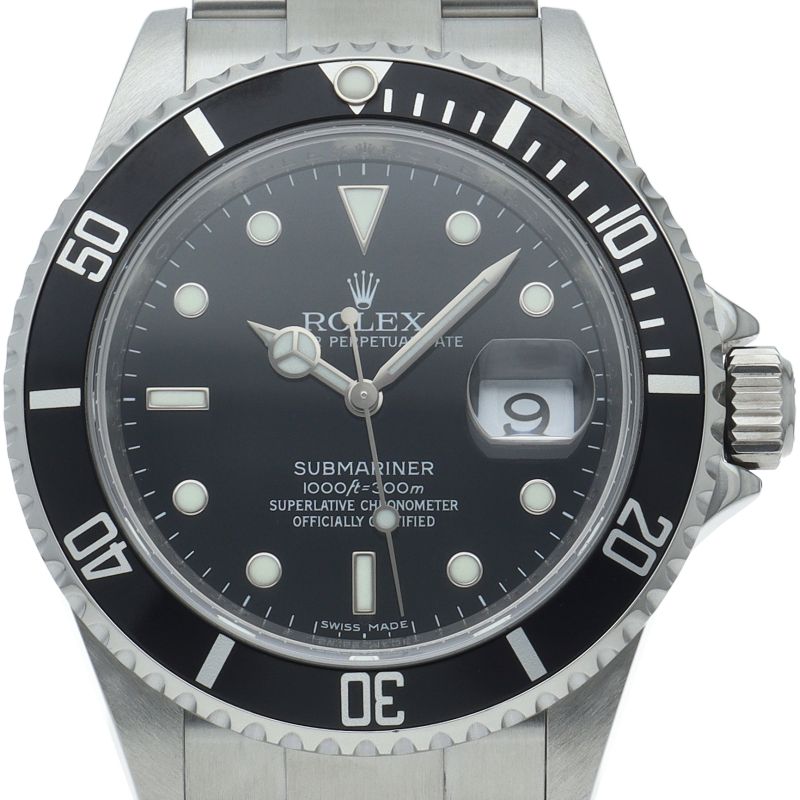 Rolex Submarinade Date Roulette Box SS Watch Black Polished