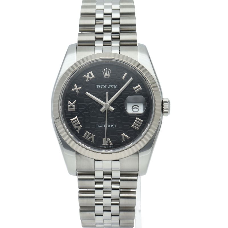 Rolex Datejust 36 Watch Computer Dial Box 18k White Gold SS — view 2